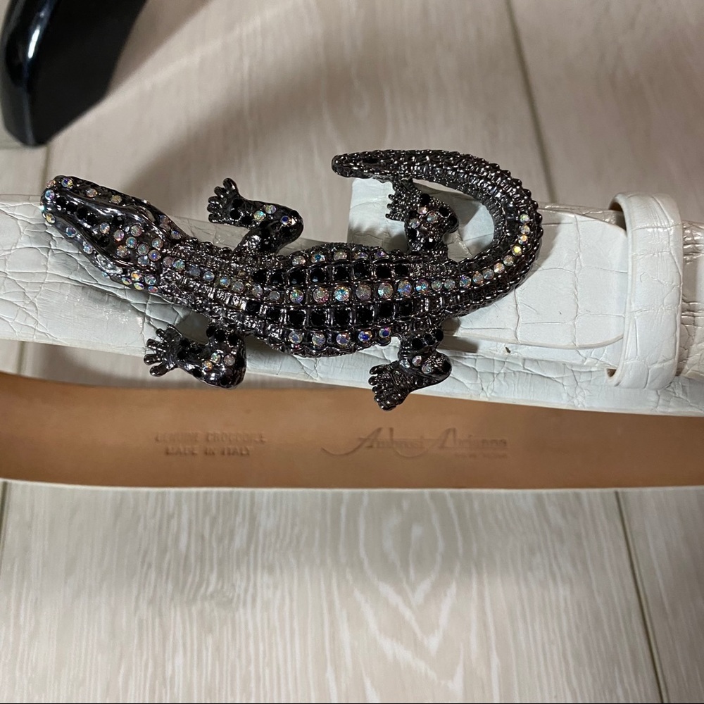 Ambrosi Abrianna white crocodile leather belt XS - Picture 3 of 16